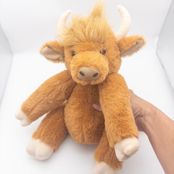 Lifelike Scottish Cow Stuffed Animal Posable Joints Highland Cow Plush Doll Toy - Picture 5 of 6